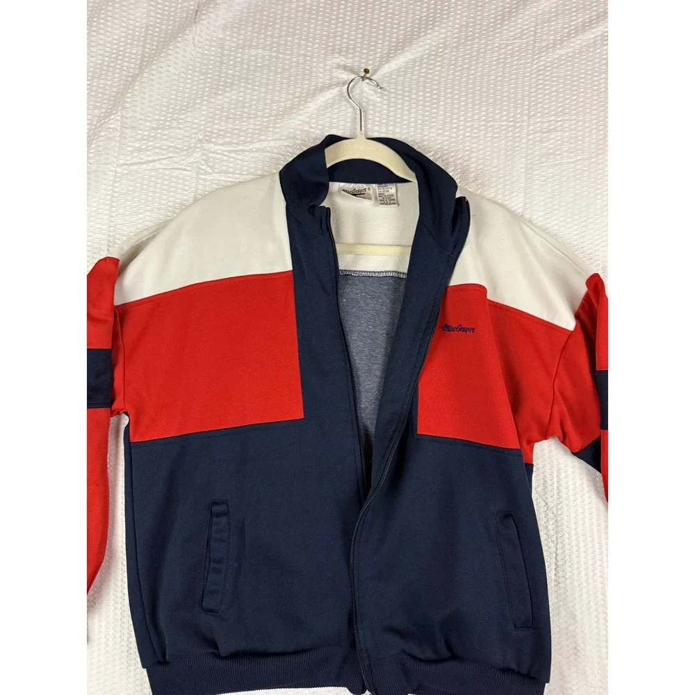 Vintage MacGregor Track Jacket Mens Large Colorblock Navy Red White Full Zip L